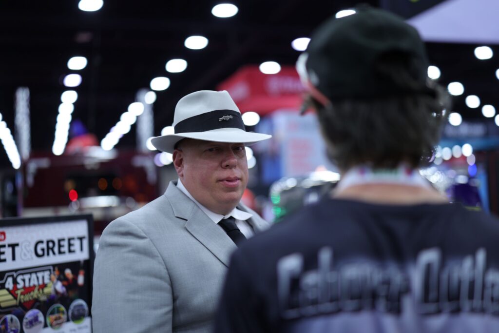 FSC Trucking meeting fans at the Chrome Shop Mafia booth during MATS 2026 at the Kentucky Exposition Center.