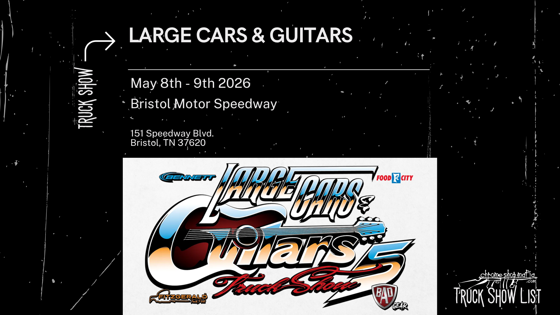 Chrome Shop Mafia Truck Show Calendar - Large Cars & Guitars